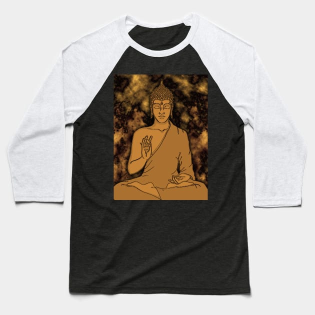 Metal Golden Buddha Baseball T-Shirt by MandalaSoul